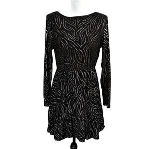 Sparkle Patterned Long Sleeve Dress - Women's Size M